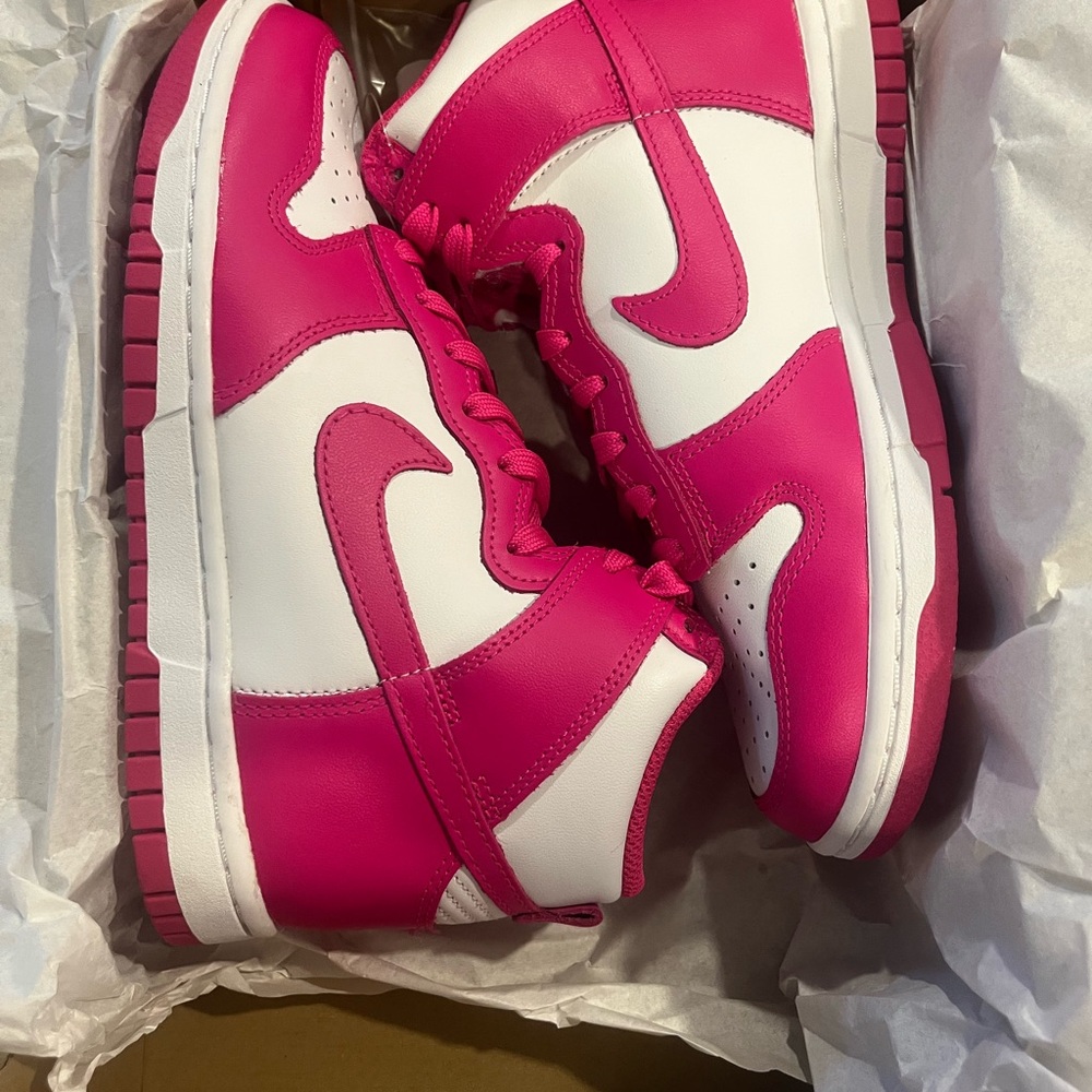 Nike Pink and White High-Top Sneakers